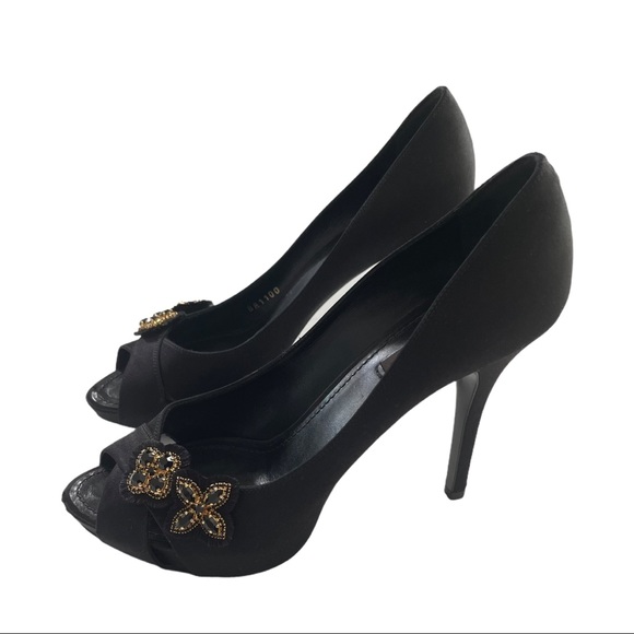 LV Louis Vuitton Peeptoe Heels - sz38.5 - Picture 1 of 9